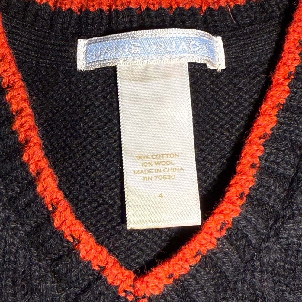 Janie and Jack Navy and Red Knit Sweater Vest | size 4 | EUC - Picture 3 of 5